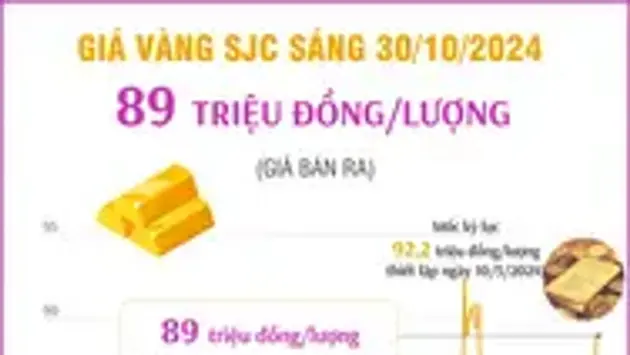 Vàng SJC sáng 30/10/2024: 89 triệu đồng/lượng