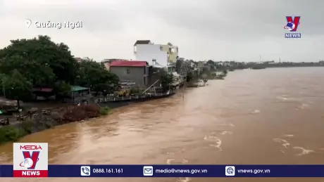 Lũ trên các sông tại Quảng Ngãi lên cao nguy cơ gây ngập úng