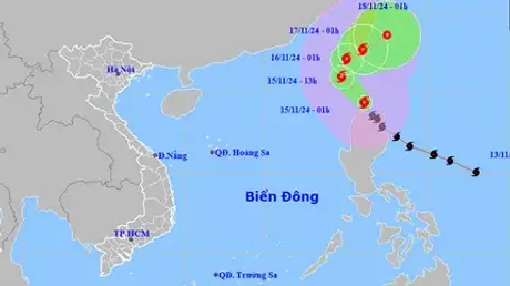 Thời tiết ngày 15/11: Mưa dông, gió mạnh trên biển