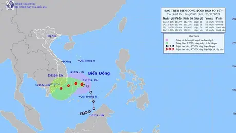 Áp thấp nhiệt đới trên Biển Đông đã mạnh lên thành bão