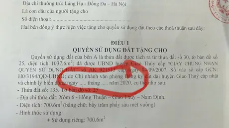 Thông tin phản hồi vụ “Xây nhà, nộp thuế đất gần 40 năm bất ngờ phát hiện mình tay trắng” ở Nam Định